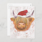 koe kerst met kerstPet Feestdagenkaart (Voorkant / Achterkant)