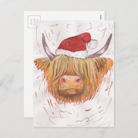 koe kerst met kerstPet Feestdagenkaart (Voorkant / Achterkant)