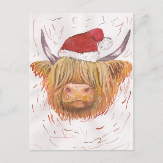 koe kerst met kerstPet Feestdagenkaart (Voorkant)