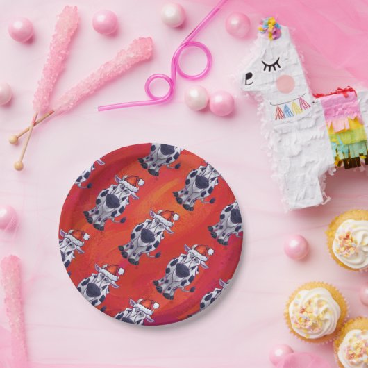 Koe kerst papieren bordje (Feest)
