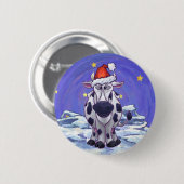 Koe kerst ronde button 5,7 cm (Voorkant /achterkant)