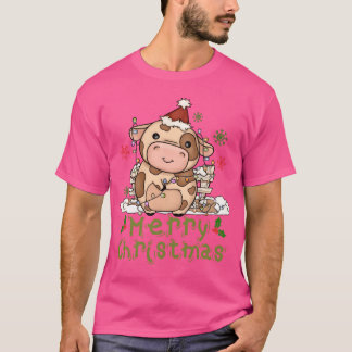 Koe Kerst Schattigee Koe Vrolijk Kerstjongetje T-shirt