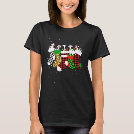 Koe Kerst Soks Kledingstuk Prettig Kerstfeest T-shirt (Voorkant)