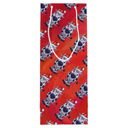 Koe kerst wijn cadeautas (Achterkant)