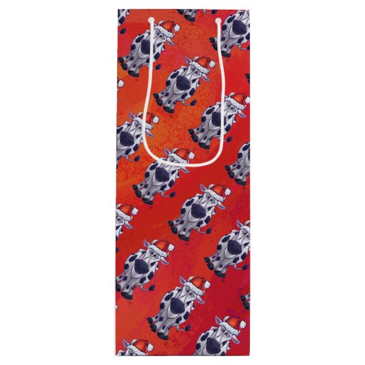 Koe kerst wijn cadeautas (Voorkant)