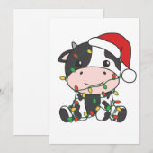 Koe Kerst Winter Dieren Vakantie Koeien Feestdagenkaart (Voorkant / Achterkant)