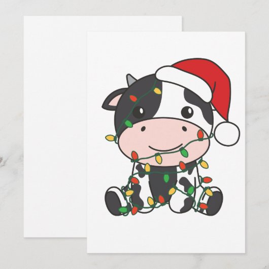 Koe Kerst Winter Dieren Vakantie Koeien Feestdagenkaart (Voorkant / Achterkant)