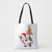 Koe Kerstavond Canvas tas van vrolijke vrouwen Lan (Voorkant)