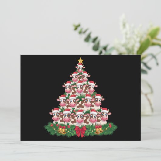 Koe Kerstboom Grappige Koe Liefhebber Koe Kerstmis Feestdagenkaart (Staand voorkant)