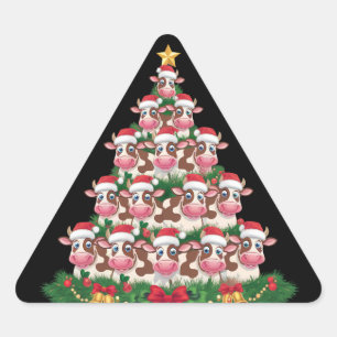 Koe Kerstboom Grappige Koe Liefhebber Koe Kerstmis Sticker