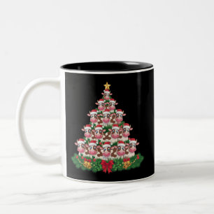 Koe Kerstboom Grappige Koe Liefhebber Koe Kerstmis Tweekleurige Koffiemok