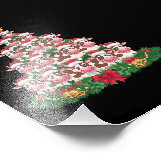 Koe Kerstboom Grappige Koe Lover Koe Xmas Foto Afdruk (Hoek)