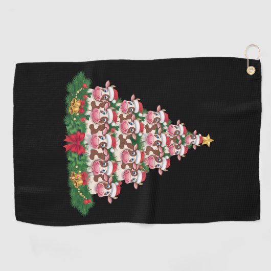 Koe Kerstboom Grappige Koe Lover Koe Xmas Golfhanddoek (Horizontaal)