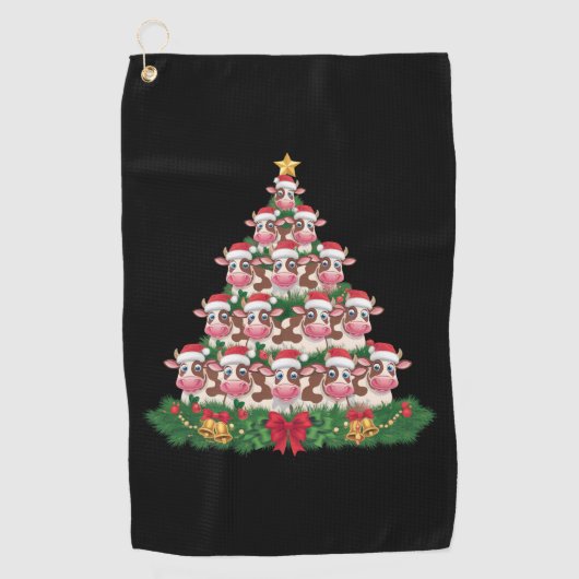 Koe Kerstboom Grappige Koe Lover Koe Xmas Golfhanddoek (Voorkant)