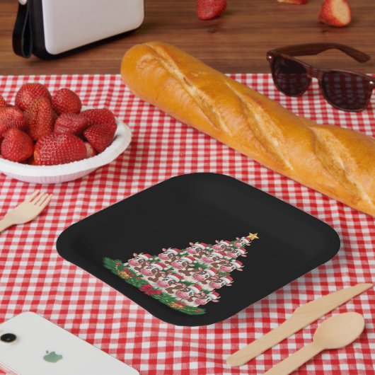 Koe Kerstboom Grappige Koe Lover Koe Xmas Papieren Bordje (Picknick)