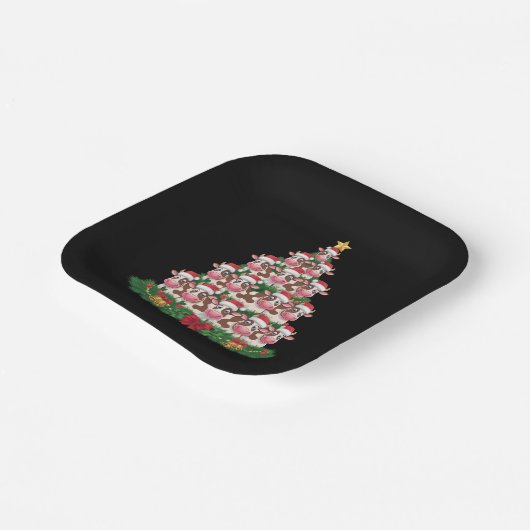 Koe Kerstboom Grappige Koe Lover Koe Xmas Papieren Bordje (Gebogen)