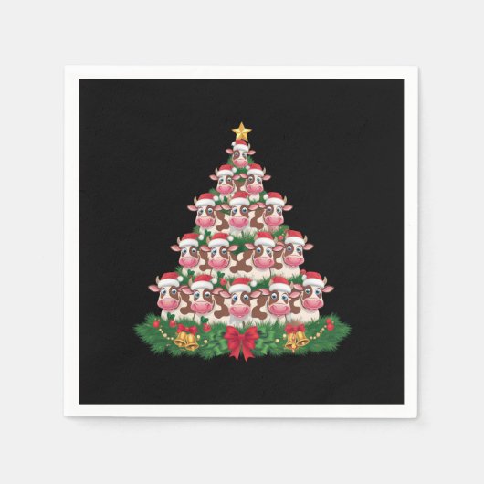Koe Kerstboom Grappige Koe Lover Koe Xmas Servet (Voorkant)