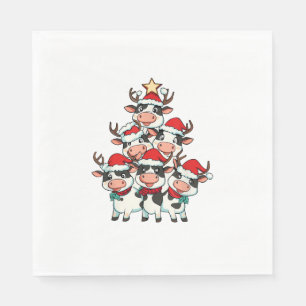 Koe kerstboom kerstmeisjes jongens grappige boer s servet