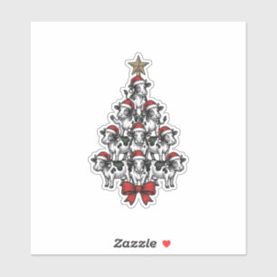 Koe Kerstboom Vintage Gravure Vakantie Boerderij Sticker