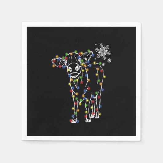 Koe kerstboomverlichting Koe wintersneeuwval Servet (Voorkant)