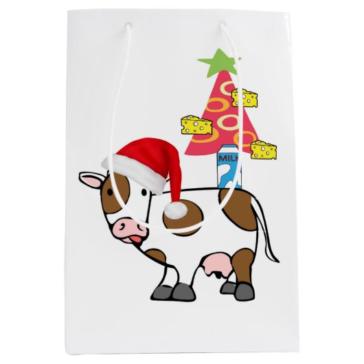 Koe kerstcadeautassen Land Medium Cadeauzakje (Voorkant)