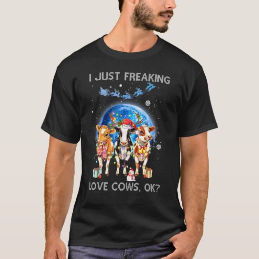 Koe Kerstdag Ik Ben Dol Op Koeien Oké T-shirt (Voorkant)
