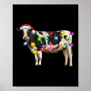 Koe Kerstdag Xmas Koe Rendier Kerstman Hoed Kerstm Poster