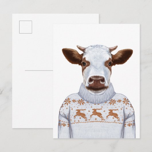 Koe kerstkeuken briefkaart (Voorkant / Achterkant)