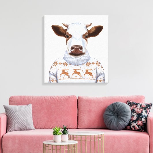 Koe kerstkeuken canvas afdruk (Insitu (Woonkamer))