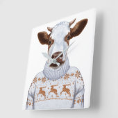 Koe kerstkeuken vierkante klok (Hoek)