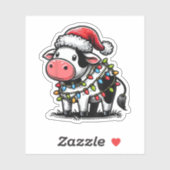 Koe kerstkleding voor kinderen sticker (Vel)