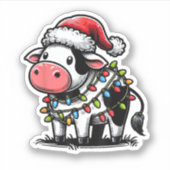 Koe kerstkleding voor kinderen sticker (Voorkant)