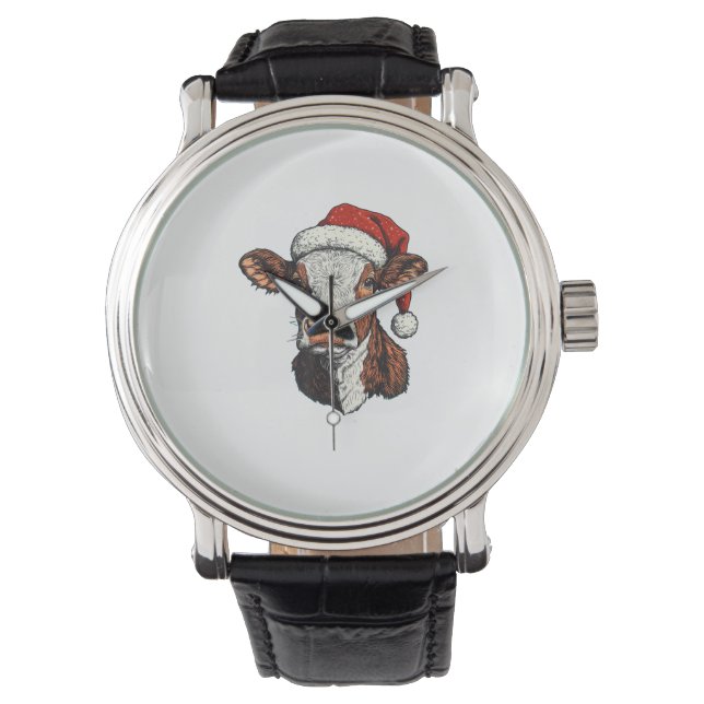 Koe kerstman kerstmis horloge (Voorkant)