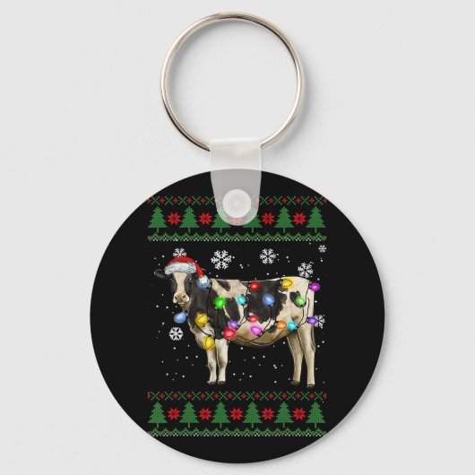 Koe Kerstmelk Koe Lover Sleutelhanger (Voorkant)