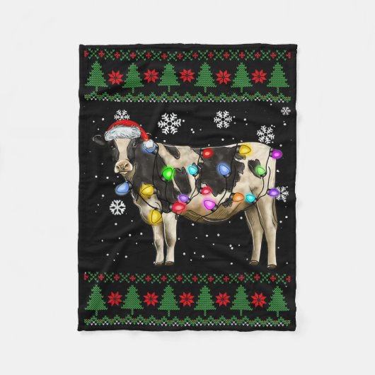 Koe Kerstmis  Fleece Deken (Voorkant)