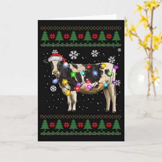 Koe kerstmis kaart (Gele Bloem)