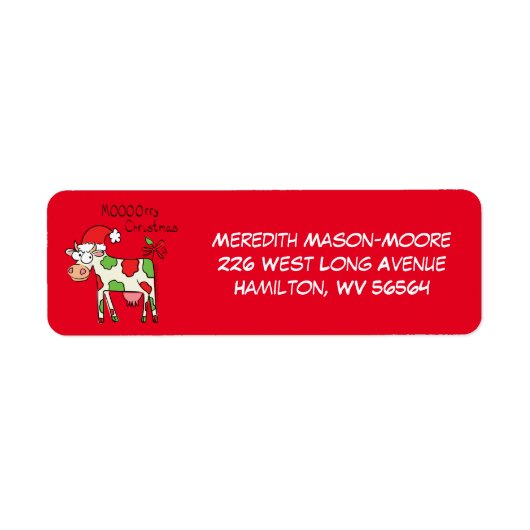 Koe Kerstmis Kinder Etiket (Voorkant)