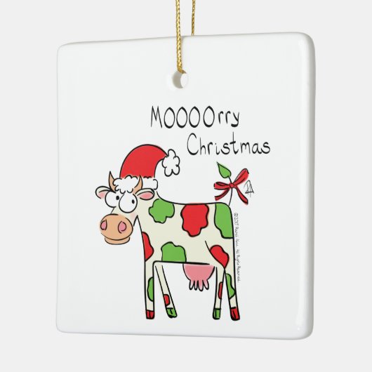 Koe Kerstmis Kinder Keramisch Ornament (Links)