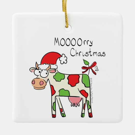 Koe Kerstmis Kinder Keramisch Ornament (Voorkant)