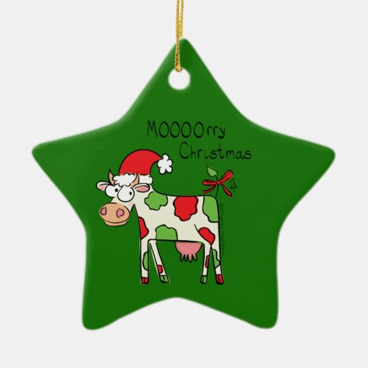 Koe Kerstmis Kinder Keramisch Ornament (Voorkant)