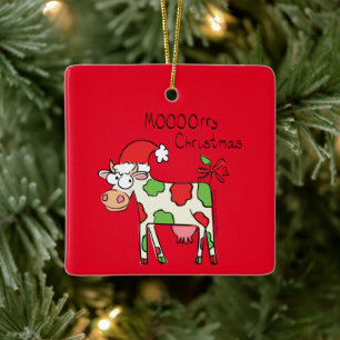 Koe Kerstmis Kinder Keramisch Ornament