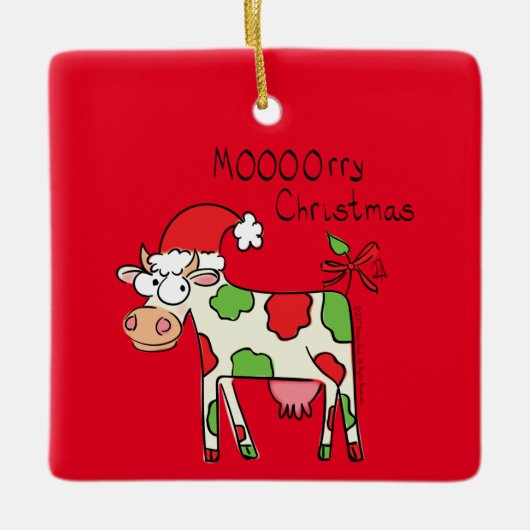 Koe Kerstmis Kinder Keramisch Ornament (Voorkant)