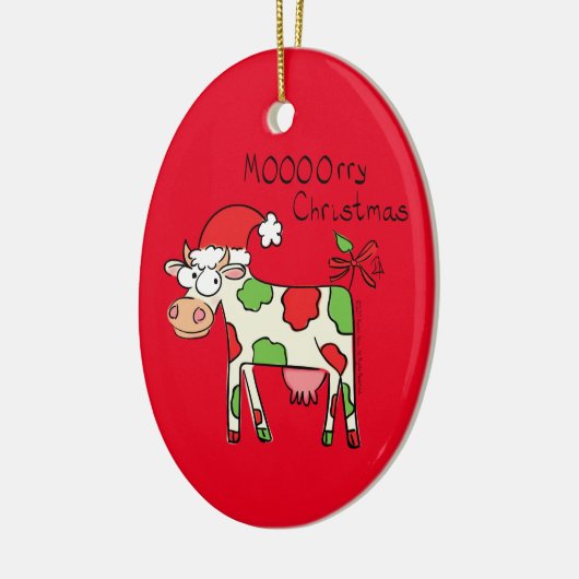 Koe Kerstmis Kinder Keramisch Ornament (Links)