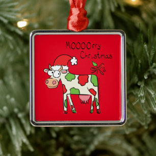 Koe Kerstmis Kinder Metalen Ornament