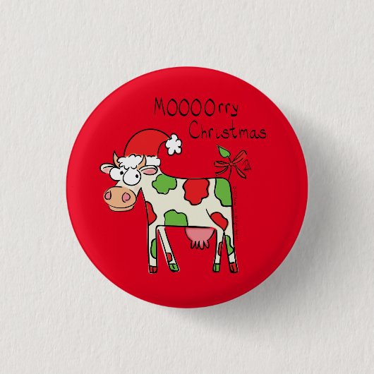 Koe Kerstmis Kinder Ronde Button 3,2 Cm (Voorkant)