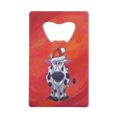 Koe Kerstmis op de rode vloer Creditkaart Flessenopener (Voorkant)