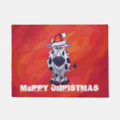 Koe Kerstmis op de rode vloer Deurmat (Voorkant)