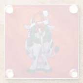 Koe Kerstmis op de rode vloer Glazen Onderzetter (Achterkant)