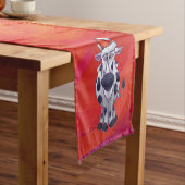 Koe Kerstmis op de rode vloer Korte Tafelloper (Voorbeeld)