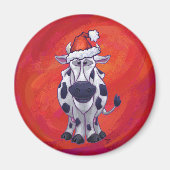 Koe Kerstmis op de rode vloer Magneet (Voorkant)